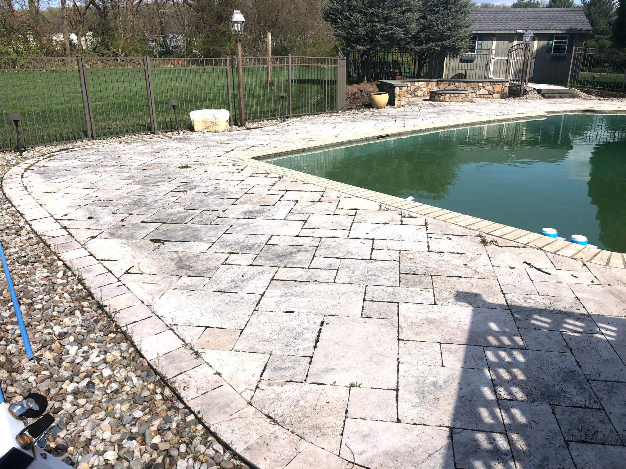 Restoring a travertine patio