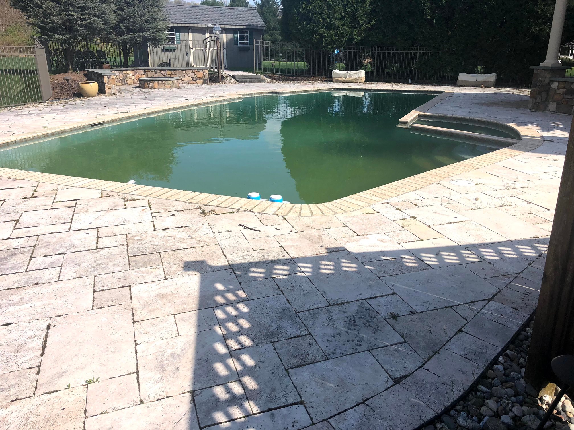 Restoring a travertine patio