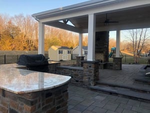 Outdoor living space with multiple areas